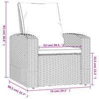 Poltrona Reclinabile Giardino Cuscini Marrone Chiaro Polyrattan 364103