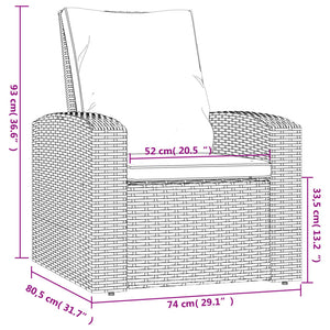 Poltrona Reclinabile da Giardino con Cuscini Polyrattan Grigia 364104