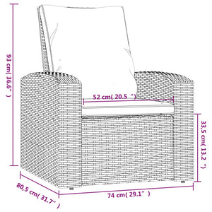 Poltrona Reclinabile da Giardino con Cuscini Polyrattan Nera 364105