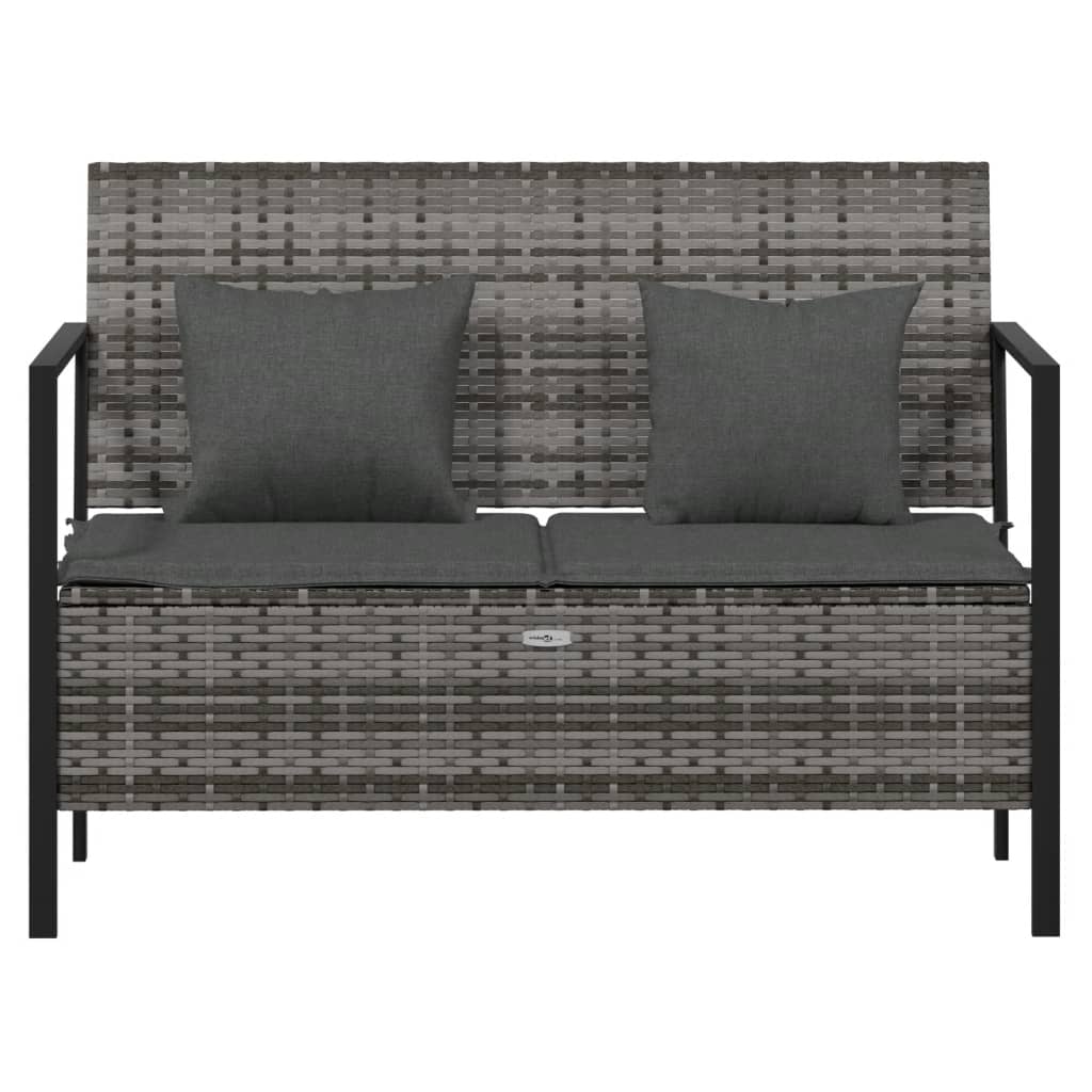 Panca da Giardino a 2 Posti con Cuscini in Polyrattan Grigio 364111