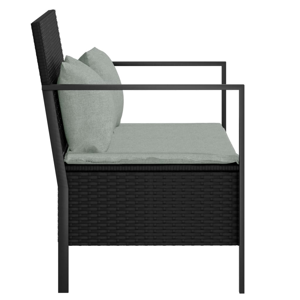 Panca da Giardino a 2 Posti con Cuscini in Polyrattan Nero 364112