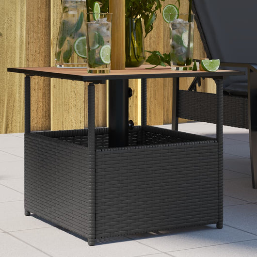 Tavolo Giardino Foro Ombrellone Nero 55x55x46,5 cm Polyrattan 364117