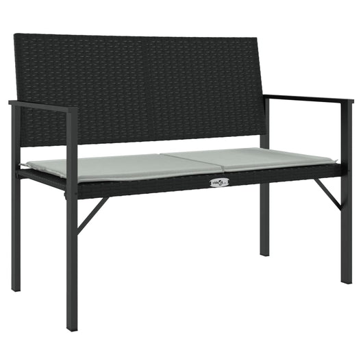 Panca da Giardino a 2 Posti con Cuscino in Polyrattan Nero 364119