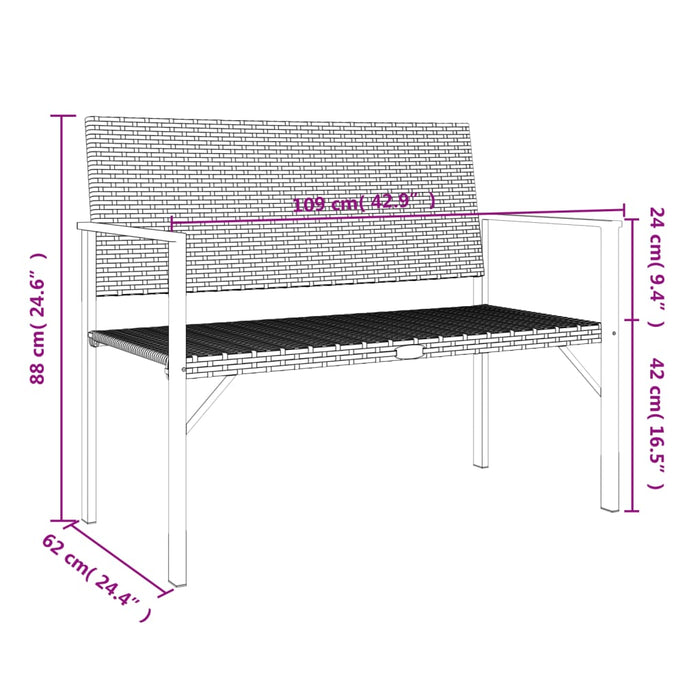 Panca da Giardino a 2 Posti in Polyrattan Grigio 364122