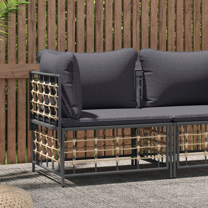 Divano Angolare da Giardino con Cuscini Polyrattan Grigio Scuro 364134