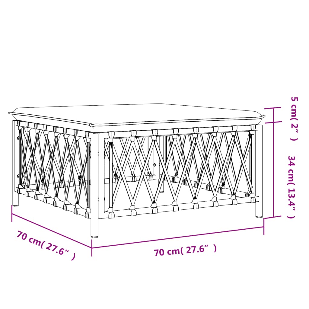 Poggiapiedi Giardino con Cuscino Antracite Tessuto Intrecciato 364144