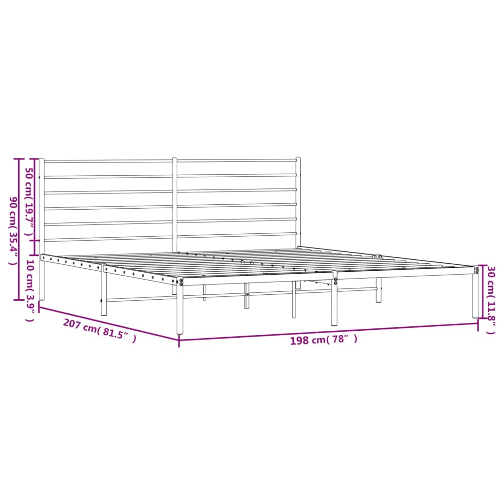 Giroletto con Testiera in Metallo Nero 193x203 cm 352325