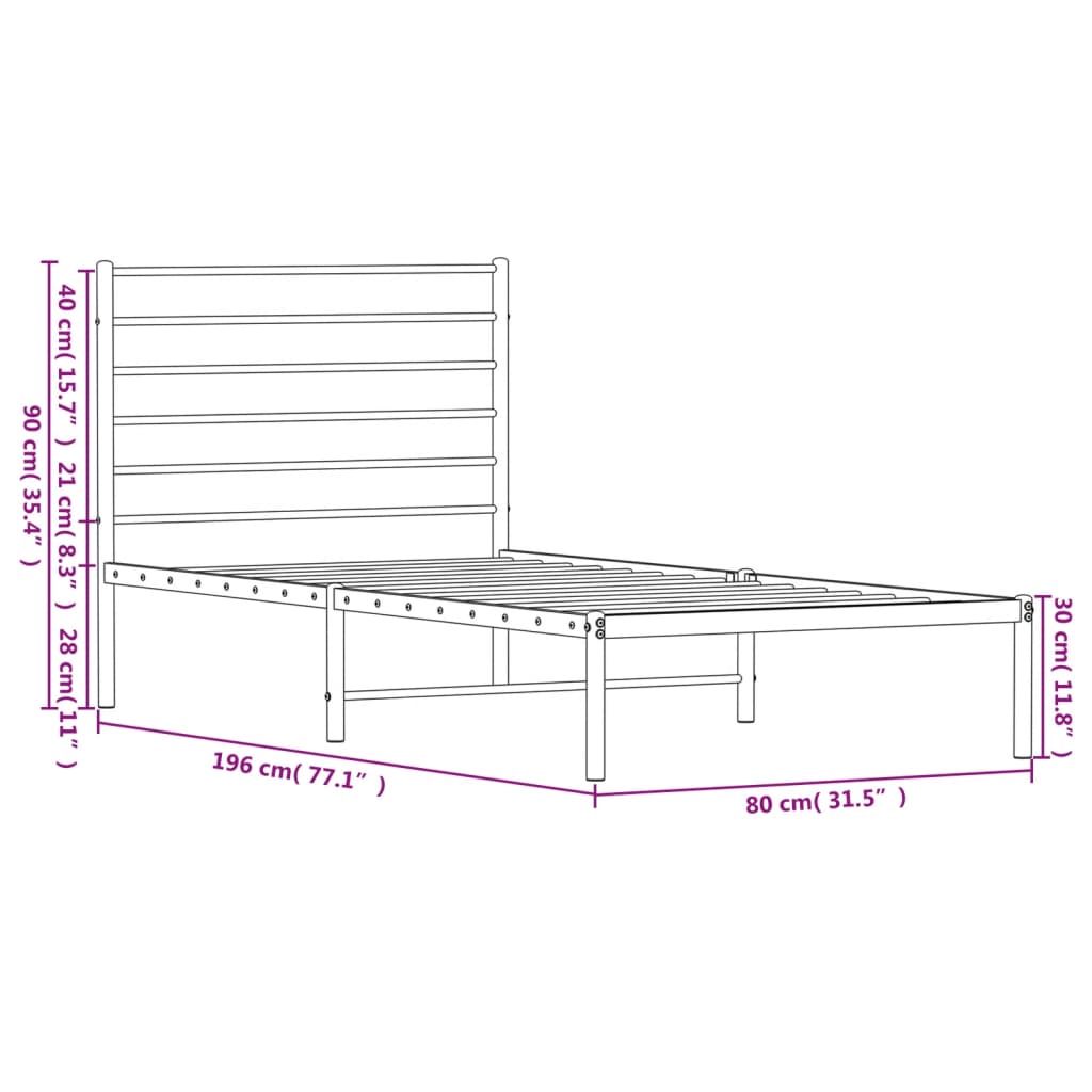 Giroletto con Testiera Metallo Bianco 75x190 cm 352358