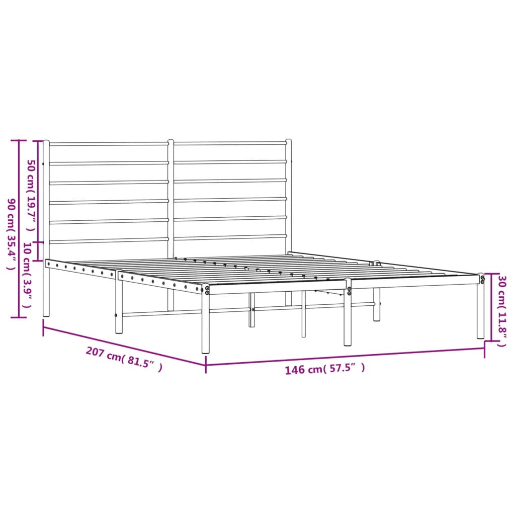 Giroletto con Testiera Metallo Bianco 140x200 cm 352369