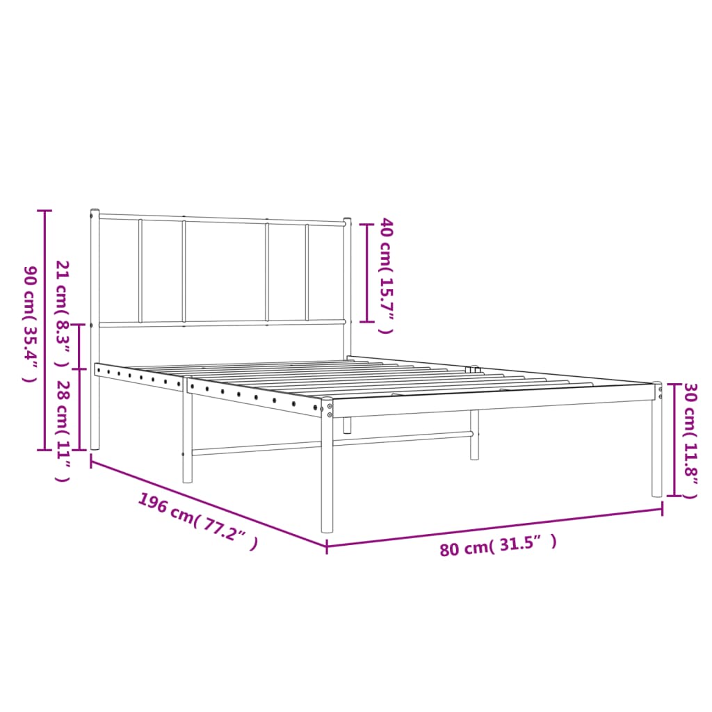 Giroletto con Testiera Metallo Bianco 75x190 cm 352519