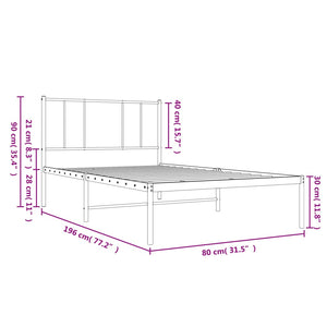 Giroletto con Testiera Metallo Bianco 75x190 cm 352519