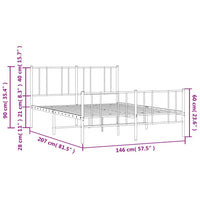 Giroletto con Testiera e Pediera Metallo Bianco 140x200 cm 352548