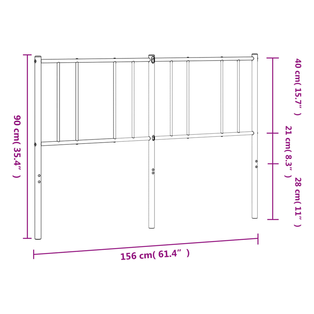 Testiera in Metallo Bianco 150 cm 352563