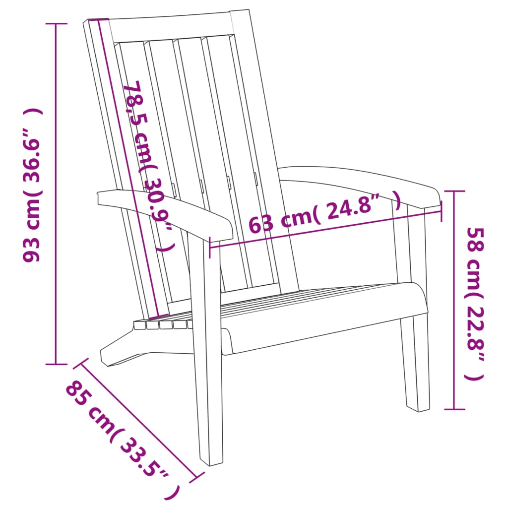 Sedie Adirondack da Giardino 2 pz in Polipropilene Nero 364167