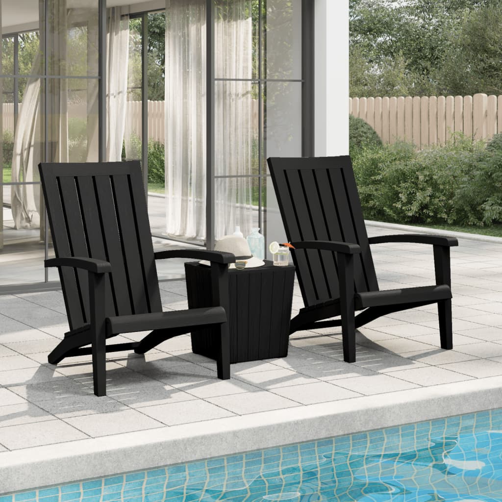 Sedie Adirondack da Giardino 2 pz in Polipropilene Nero 364167