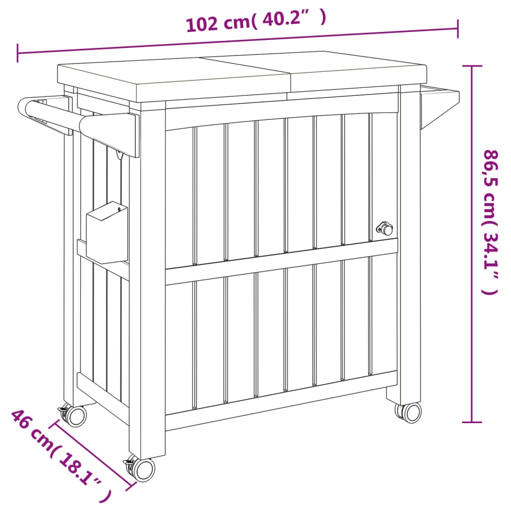 Carrello di Servizio 3 in 1 Polipropilene Marrone Chiaro 364170