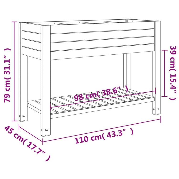 Fioriera da Giardino Marrone Chiaro 110x45x79 cm Polipropilene 364176