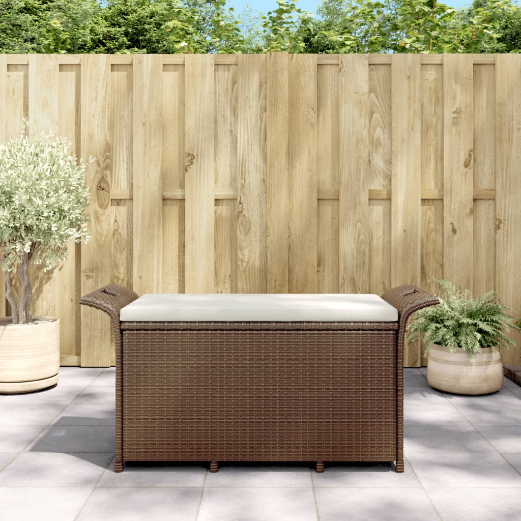 Panca da Giardino con Cuscino Marrone 116x46x57cm in Polyrattancod mxl 94691