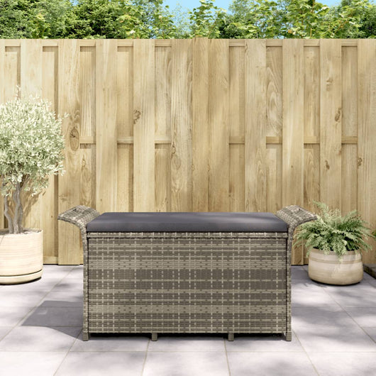 Panca da Giardino con Cuscino Grigio 116x46x57 cm in Polyrattan 363421