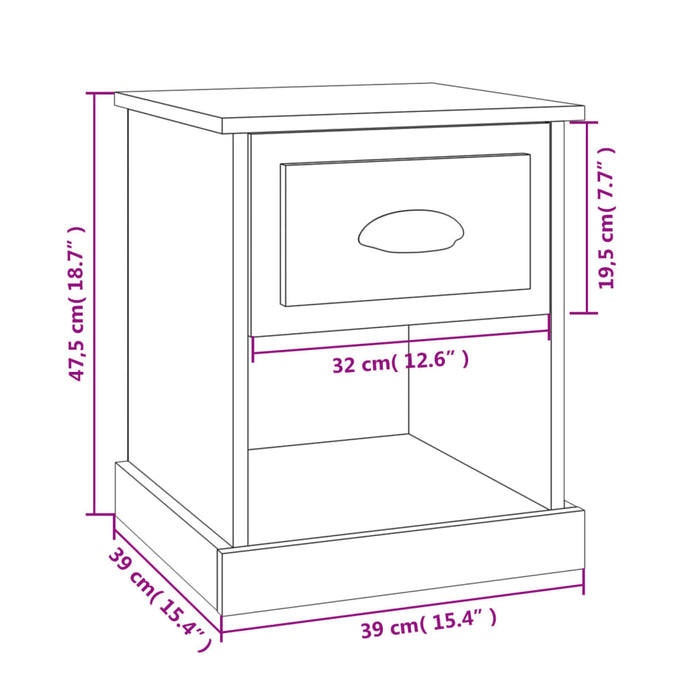 Comodino Rovere Sonoma 39x39x47,5 cm in Legno Multistrato 816134