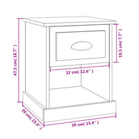 Comodino Rovere Marrone 39x39x47,5 cm in Legno Multistrato 816142