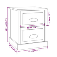 Comodino Bianco 39x39x47,5 cm in Legno Multistrato 816144