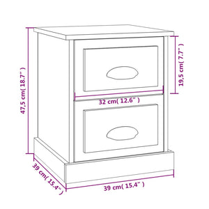 Comodino Bianco 39x39x47,5 cm in Legno Multistrato 816144