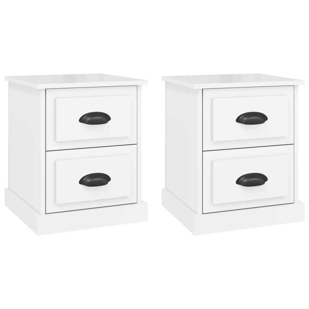 Comodini 2 pz Bianco Lucido 39x39x47,5 cm in Legno Multistratocod mxl 73256