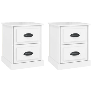 Comodini 2 pz Bianco Lucido 39x39x47,5 cm in Legno Multistratocod mxl 73256