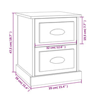 Comodino Rovere Fumo 39x39x47,5 cm in Legno Multistrato 816154