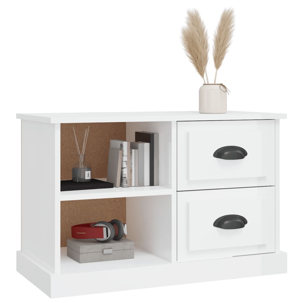 Mobile Porta TV Bianco Lucido 73x35,5x47,5 cm Legno Multistrato 816170