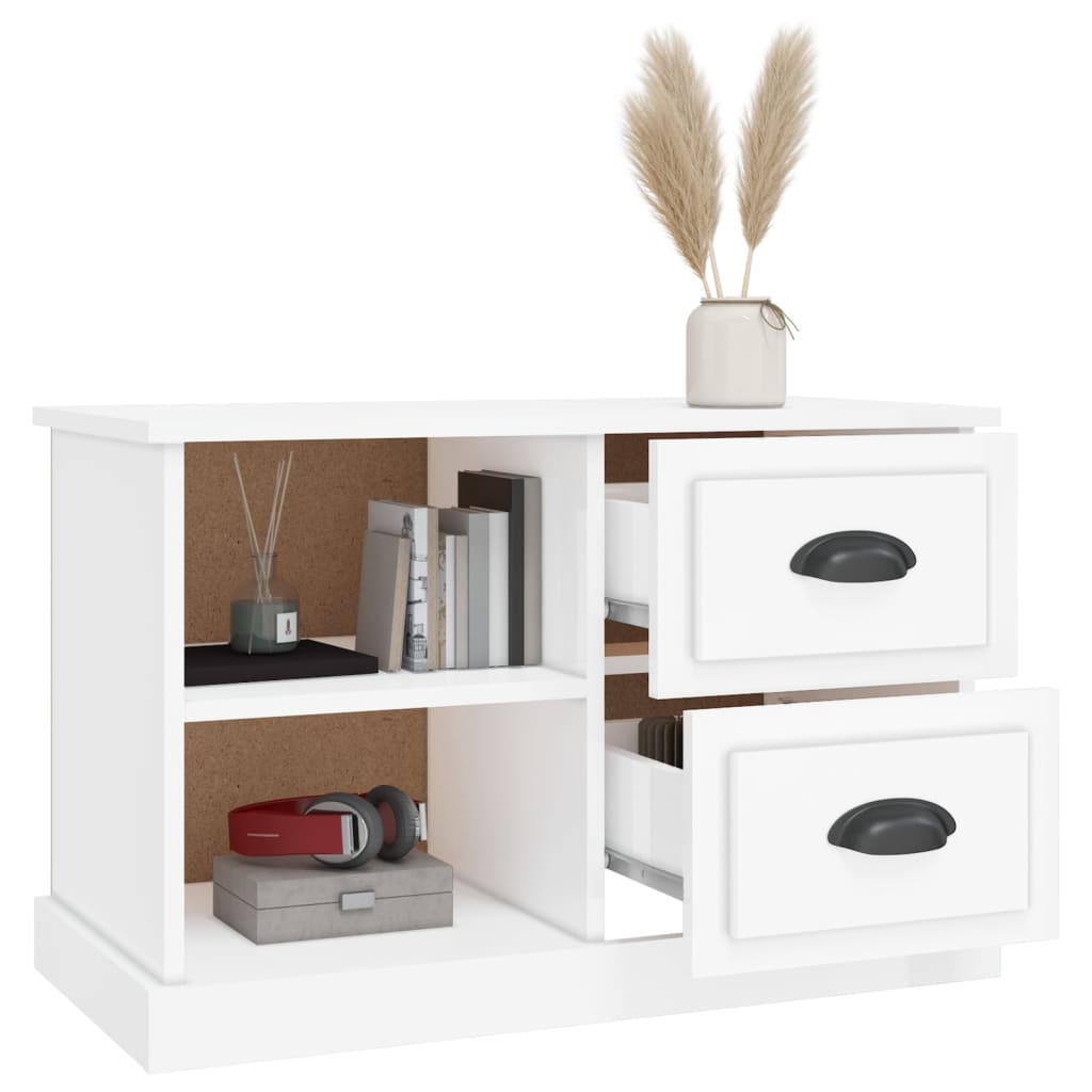 Mobile Porta TV Bianco Lucido 73x35,5x47,5 cm Legno Multistrato 816170