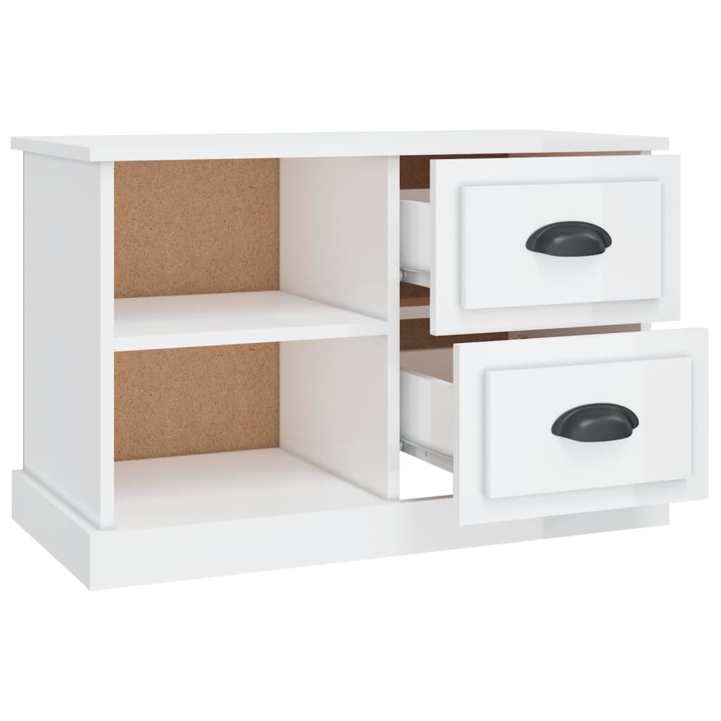 Mobile Porta TV Bianco Lucido 73x35,5x47,5 cm Legno Multistrato 816170