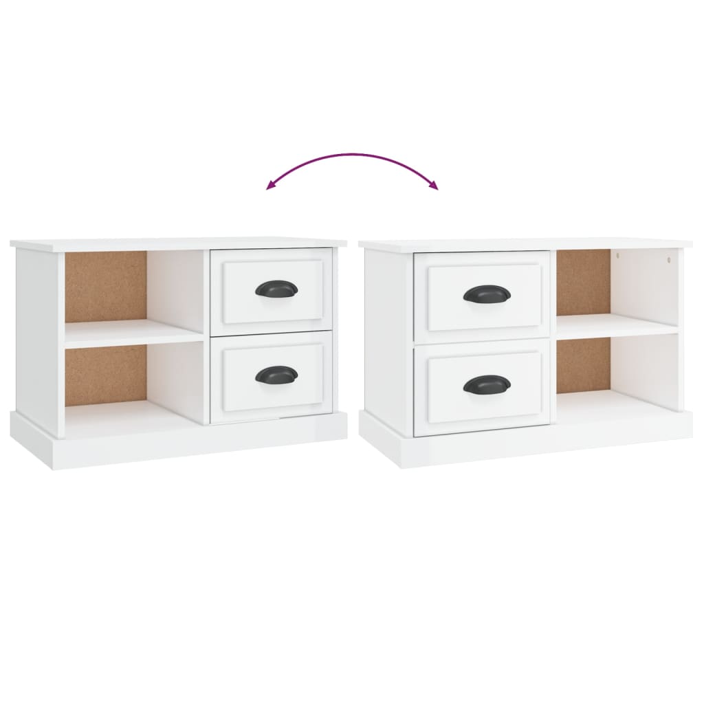 Mobile Porta TV Bianco Lucido 73x35,5x47,5 cm Legno Multistrato 816170