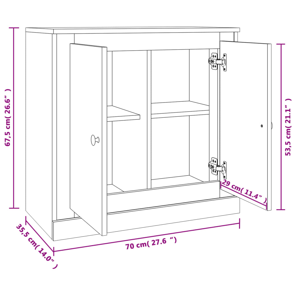 Credenza Grigio Cemento 70x35,5x67,5 cm in Legno Multistrato 816188