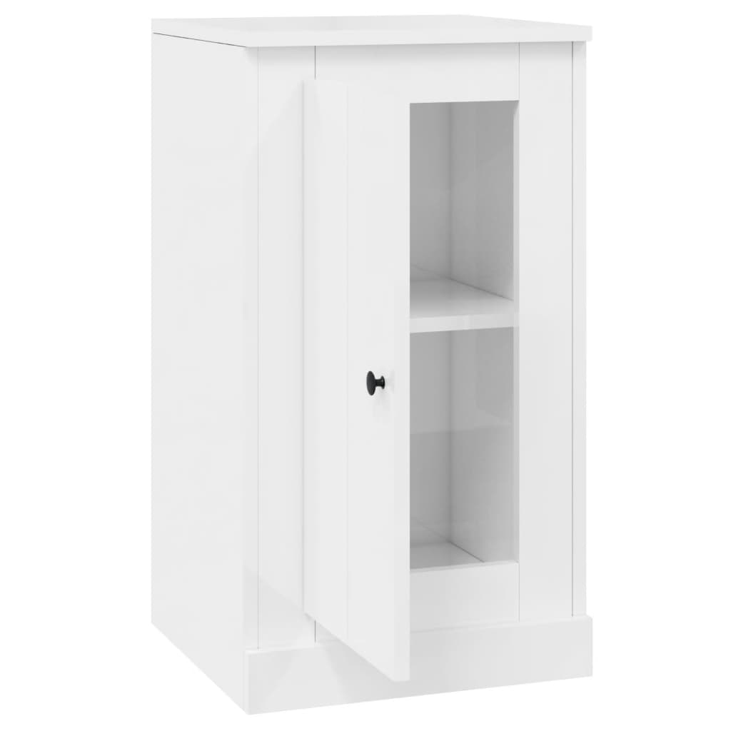 Credenza Bianco Lucido 37,5x35,5x67,5 cm in Legno Multistrato 816204