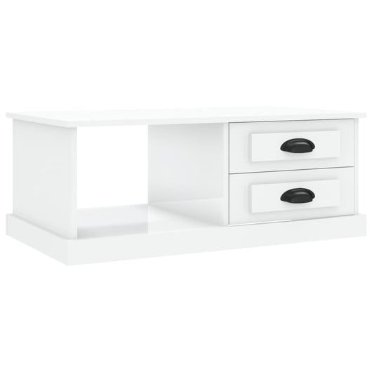 Tavolino Salotto Bianco Lucido 90x50x35 cm Legno Multistrato 816242