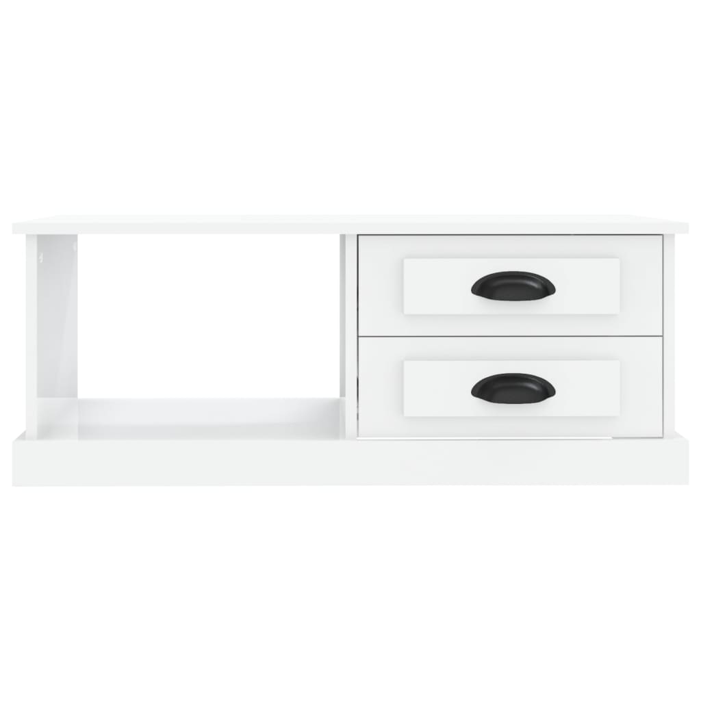 Tavolino Salotto Bianco Lucido 90x50x35 cm Legno Multistrato 816242