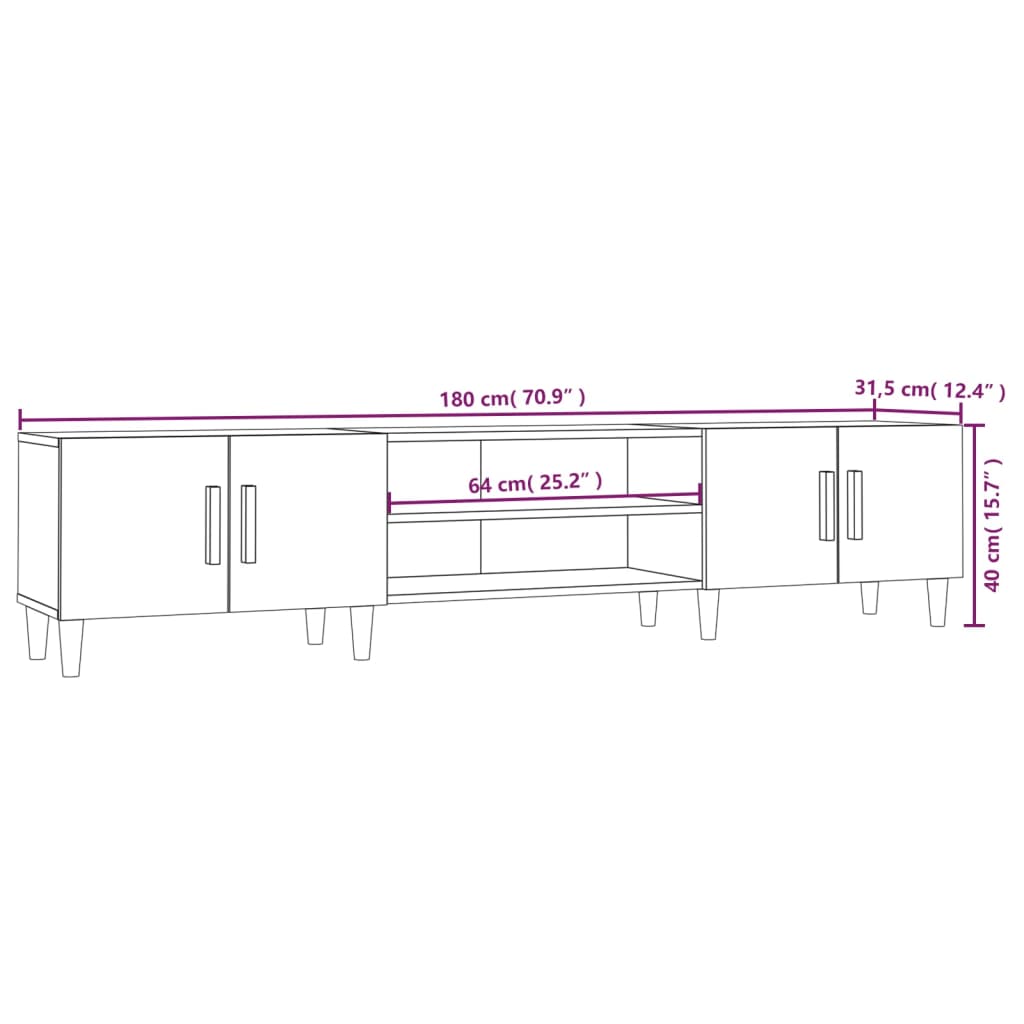 Mobile per TV Rovere Sonoma 180x31,5x40 cm in Legno Multistrato 816259