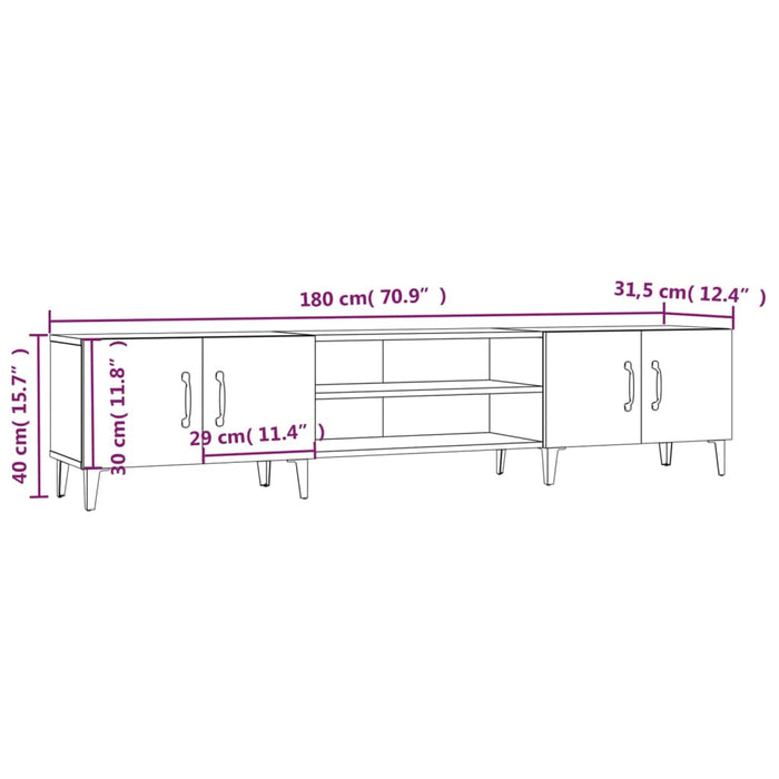 Mobile Porta TV Bianco 180x31,5x40 cm in Legno Multistrato 816264