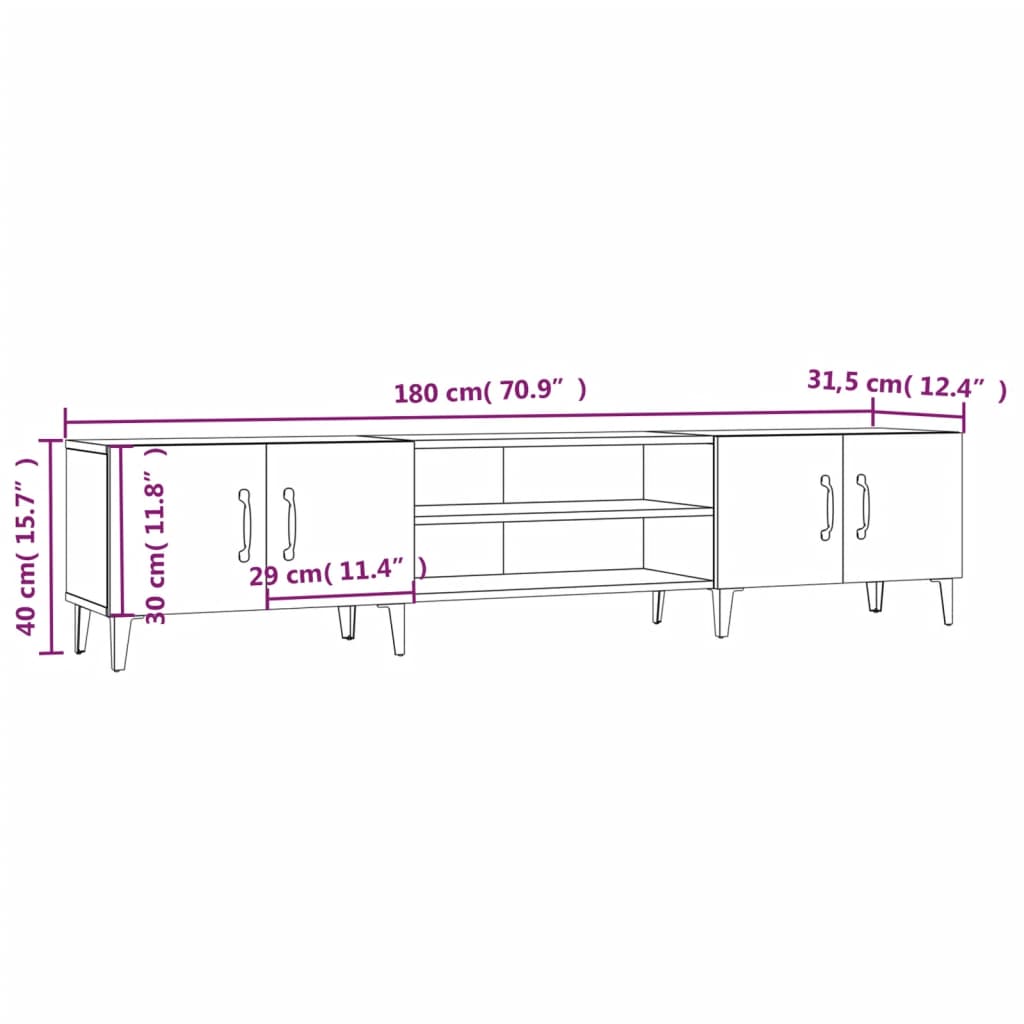 Mobile TV Grigio Sonoma 180x31,5x40 cm in Legno Multistrato 816270