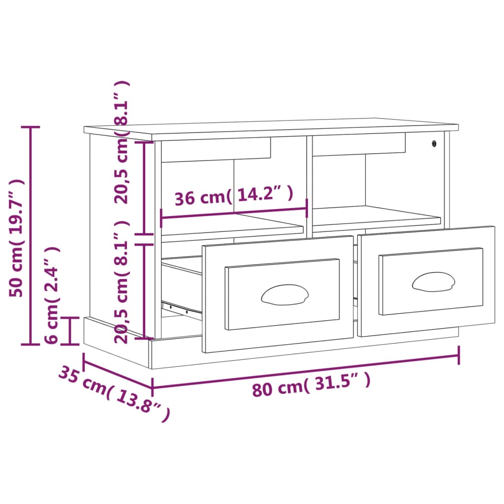 Mobile Porta TV Bianco 80x35x50 cm in Legno Multistrato 816280