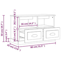 Mobile Porta TV Bianco 80x35x50 cm in Legno Multistrato 816280