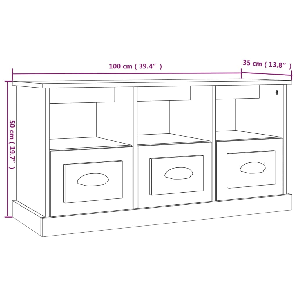 Mobile Porta TV Nero 100x35x50 cm in Legno Multistrato 816289