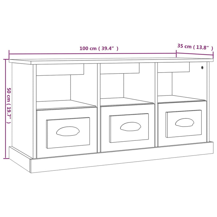 Mobile Porta TV Nero 100x35x50 cm in Legno Multistrato 816289