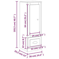 Credenza Nera 36x35,5x103,5 cm in Legno Multistrato 816305