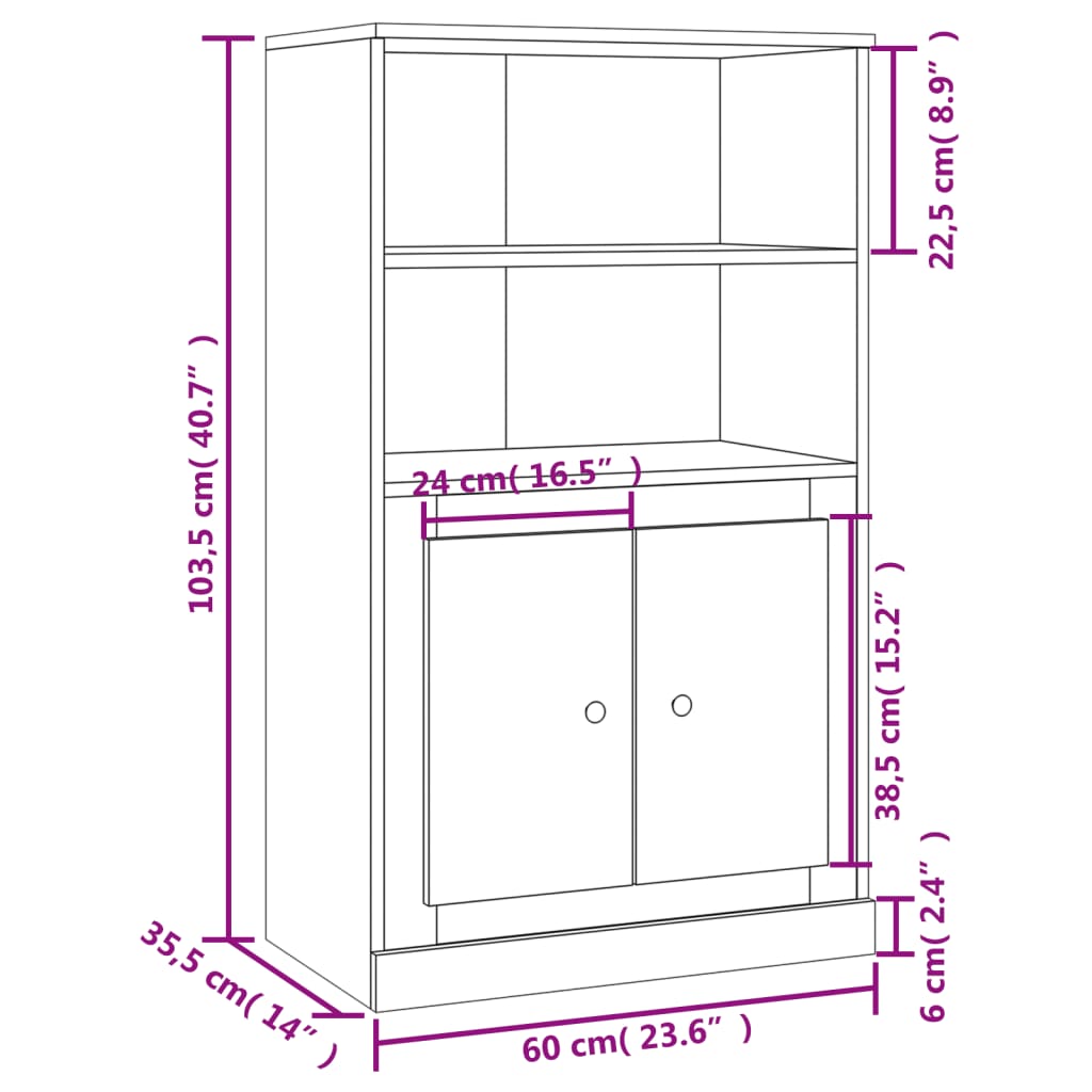 Credenza Grigio Sonoma 60x35,5x103,5 cm in Legno Multistrato 816318