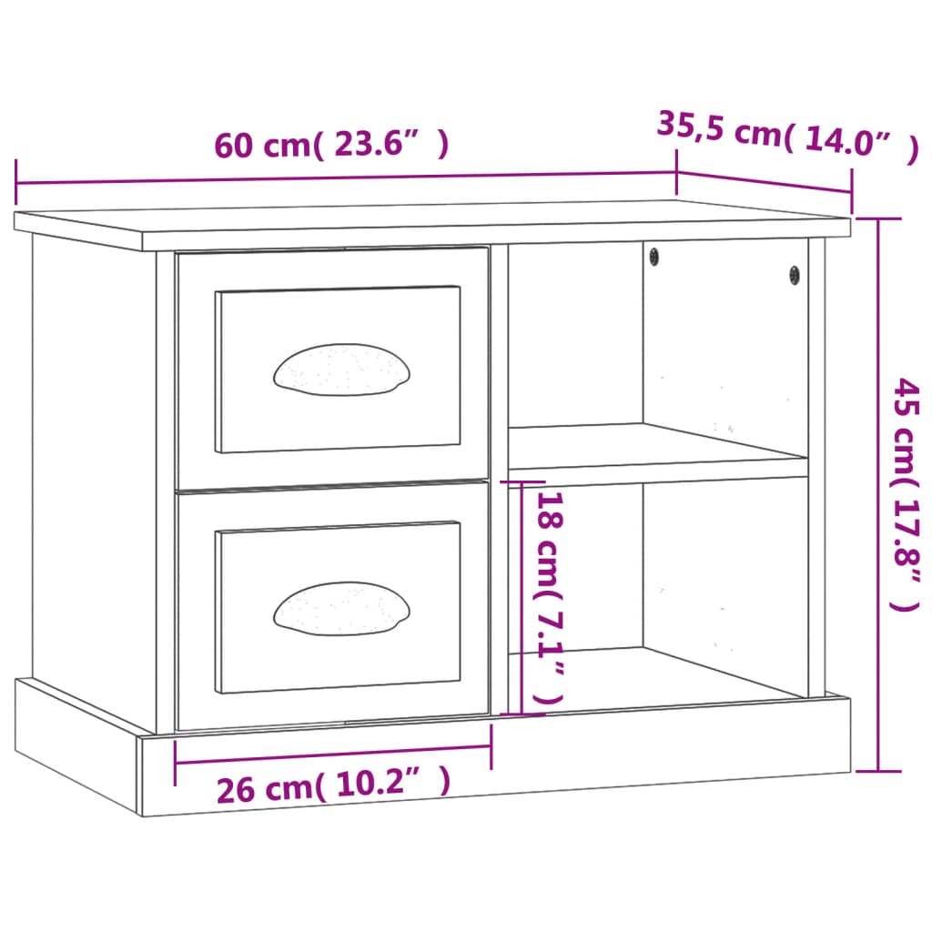 Comodino Bianco 60x35,5x45 cm 816368