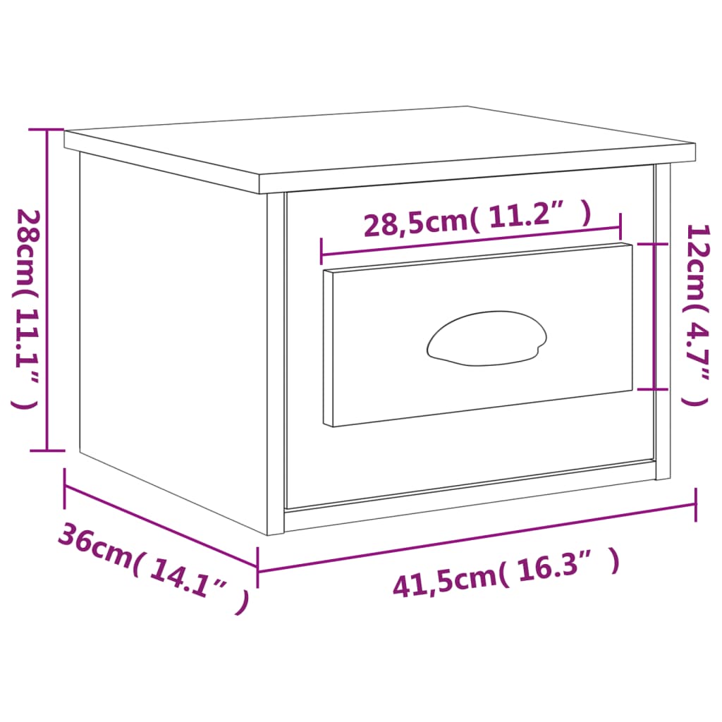 Comodino a Parete Bianco 41,5x36x28 cm 816376