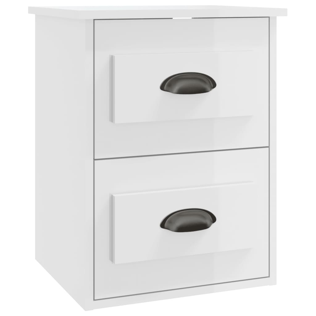 Comodino a Parete Bianco Lucido 41,5x36x53 cm 816396